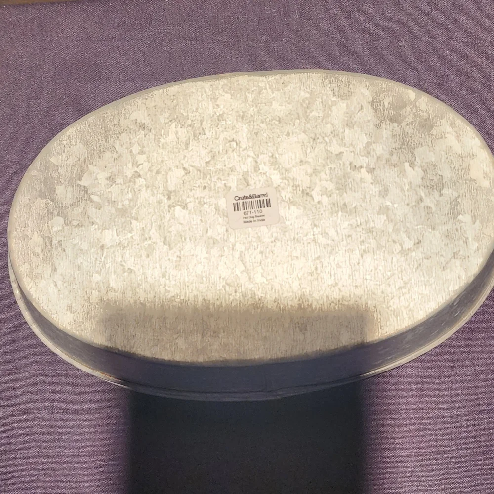 4 Galvanized Metal Oval Hot Dog Baskets